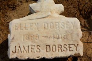 Don Wilcox dug up this mystery headstone in his backyard.