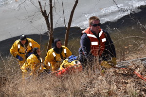 Firefighters Andrew Perkins, Kyle Levesque, Jeff Sands, and Sarah Graham and James Lappin